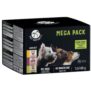 Pet Republic Mega Pack Pentru Caini Pui, Vita, Miel 12x100g