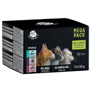 Pet Republic Mega Pack Pentru Pisici cu Ton, Curcan și Vită 12x100g